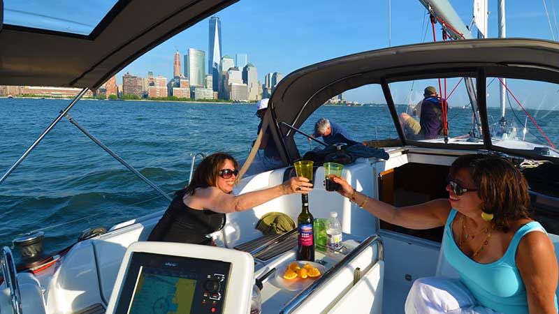 Sailboat with Manhattan skyline